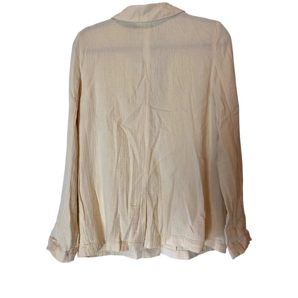 NWT Nordstrom Caslon Beige Cotton Blazer Lightweight Textured Jacket Medium - Picture 2 of 12